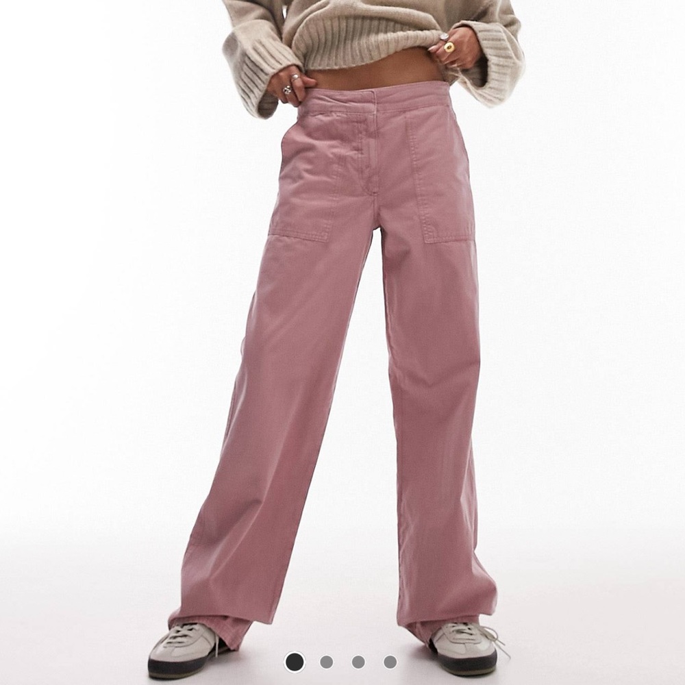 Topshop low rise washed straight leg pants in rose